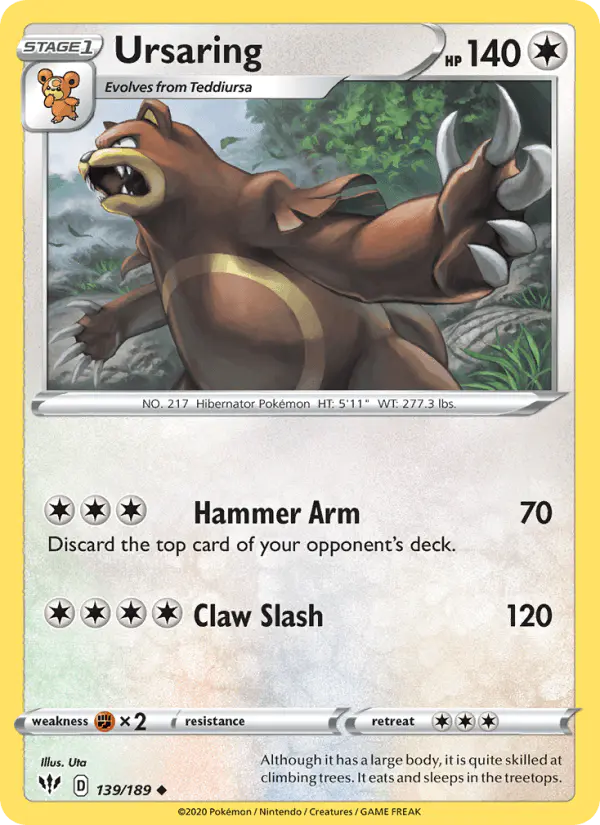 Carta Ursaring 139/189 de Darkness Ablaze