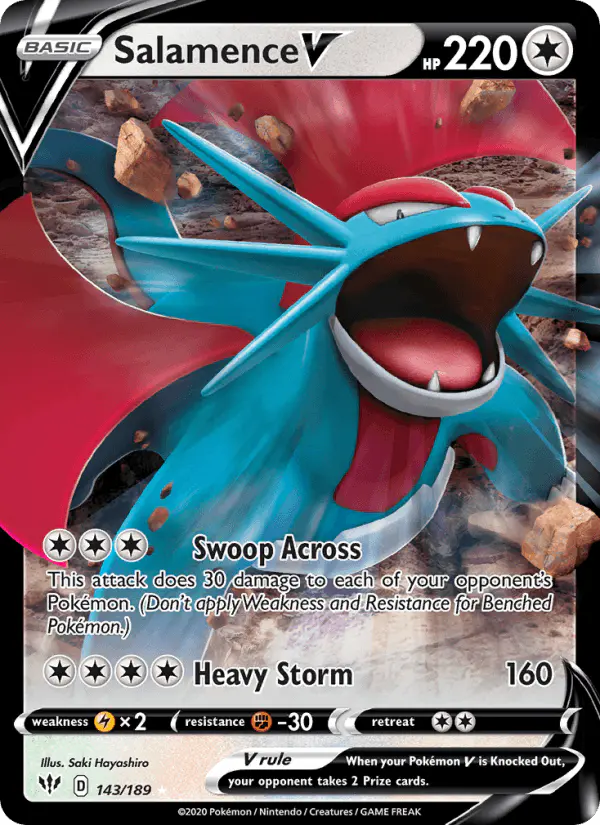 Carta Salamence V 143/189 de Darkness Ablaze