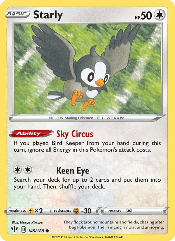 Carta Starly 145/189 de Darkness Ablaze