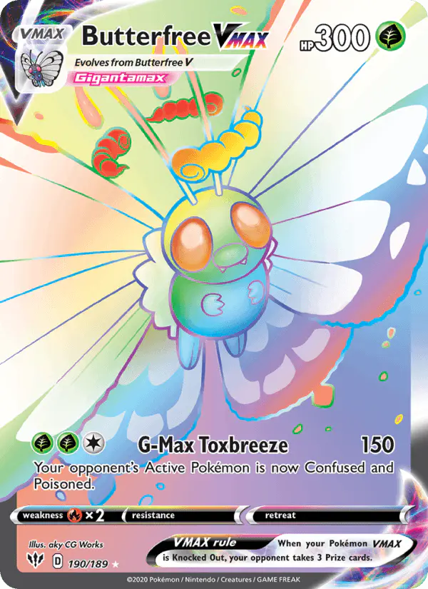 Carta Butterfree VMAX 190/189 de Darkness Ablaze