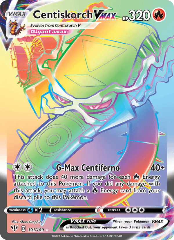 Carta Centiskorch VMAX 191/189 de Darkness Ablaze