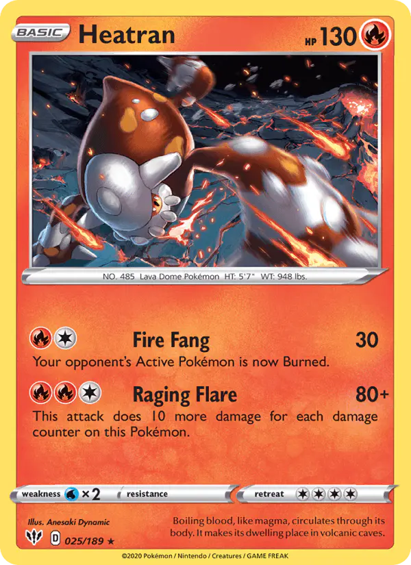 Carta Heatran 025/189 de Darkness Ablaze