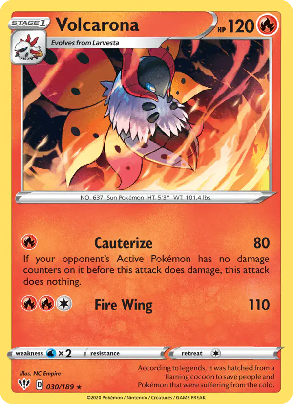Carta Volcarona 030/189 de Darkness Ablaze
