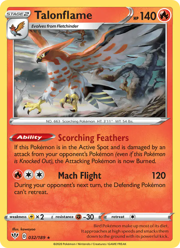 Carta Talonflame 032/189 de Darkness Ablaze