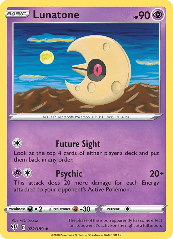 Carta Lunatone 072/189 de Darkness Ablaze