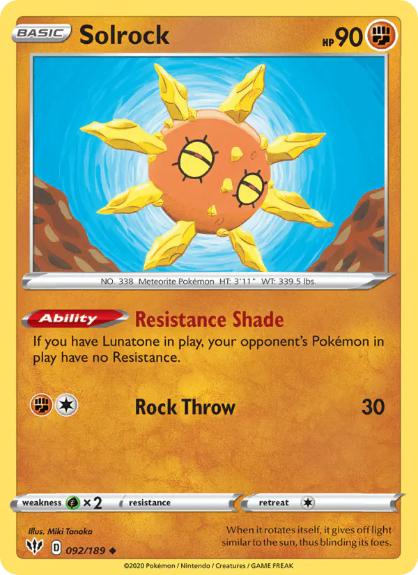 Carta Solrock 092/189 de Darkness Ablaze