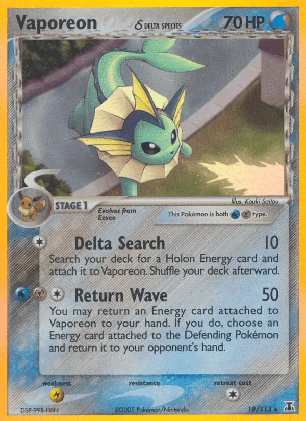 Carta Vaporeon δ 18/113 de Delta Species