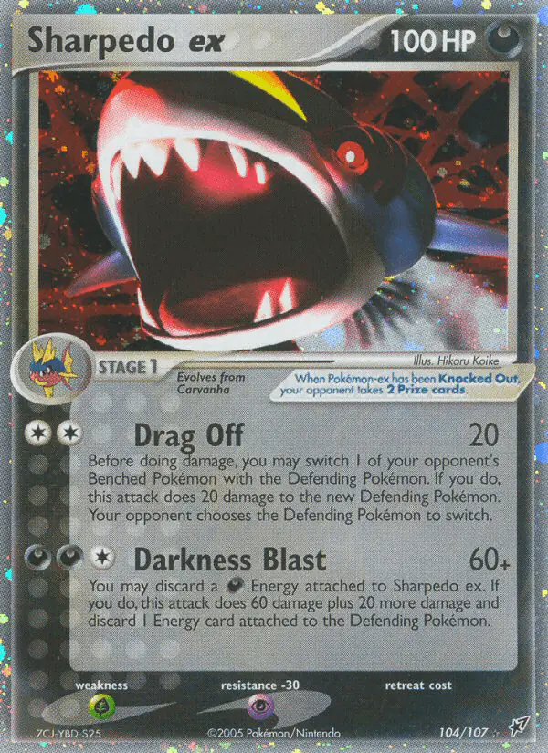 Carta Sharpedo ex 104/107 de Deoxys