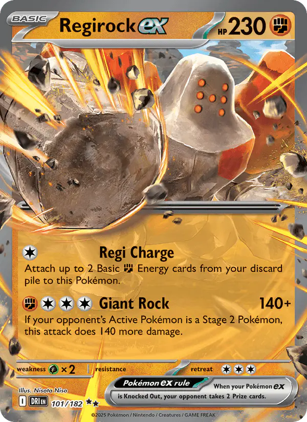 Carta Regirock ex 101/182 de Destined Rivals
