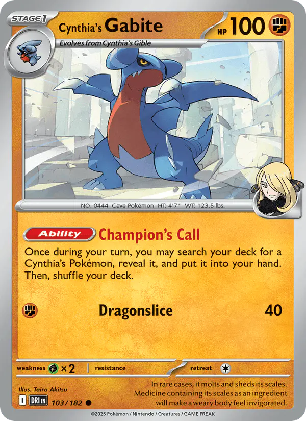 Carta Cynthia's Gabite 103/182 de Destined Rivals