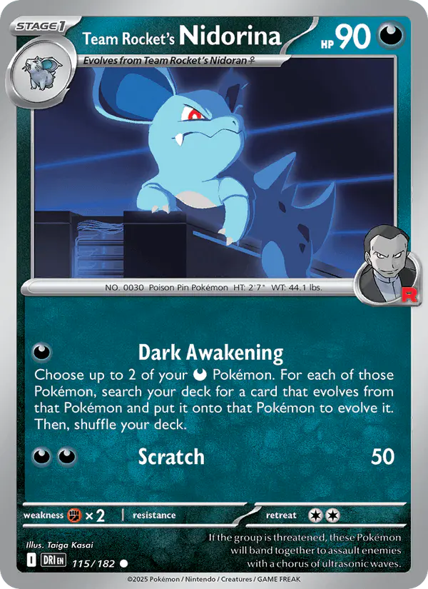Carta Team Rocket's Nidorina 115/182 de Destined Rivals