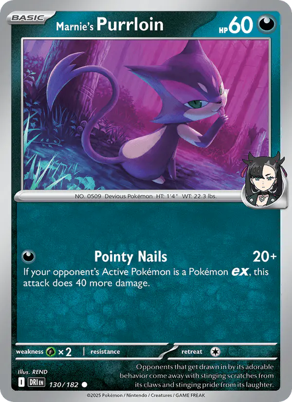 Carta Marnie's Purrloin 130/182 de Destined Rivals