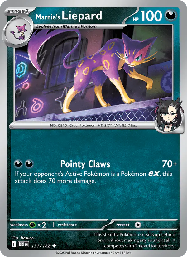 Carta Marnie's Liepard 131/182 de Destined Rivals