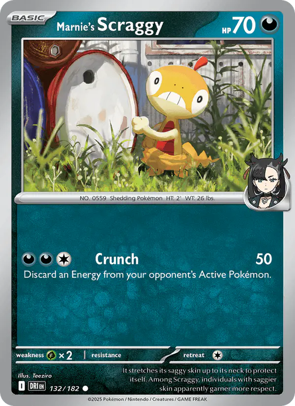 Carta Marnie's Scraggy 132/182 de Destined Rivals