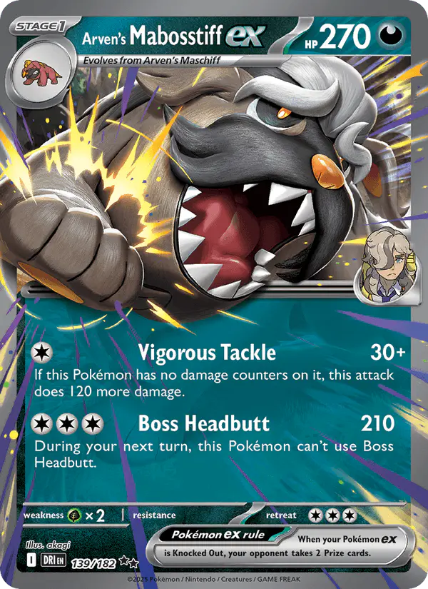 Carta Arven's Mabosstiff ex 139/182 de Destined Rivals