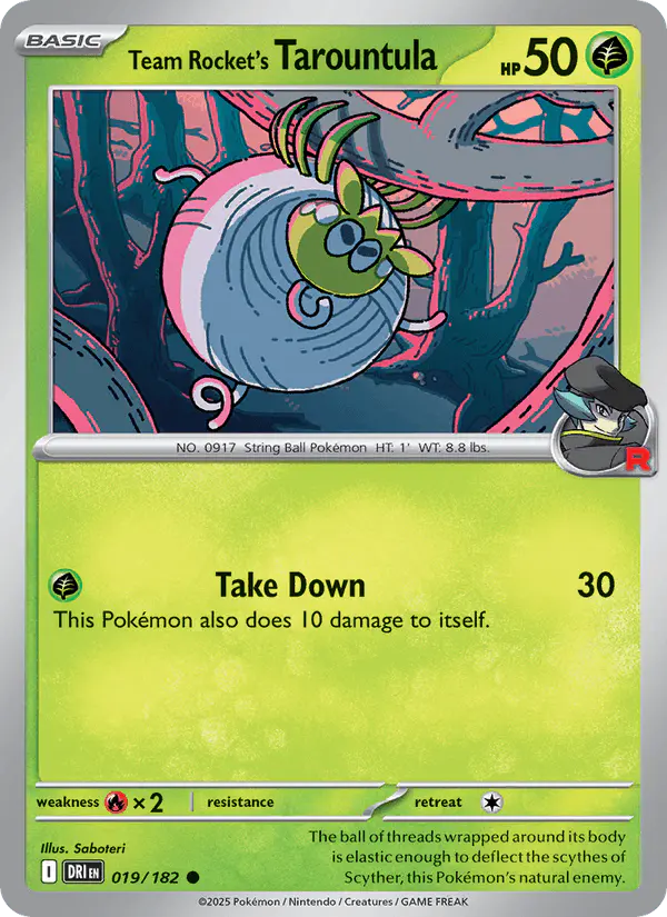Carta Team Rocket's Tarountula 019/182 de Destined Rivals
