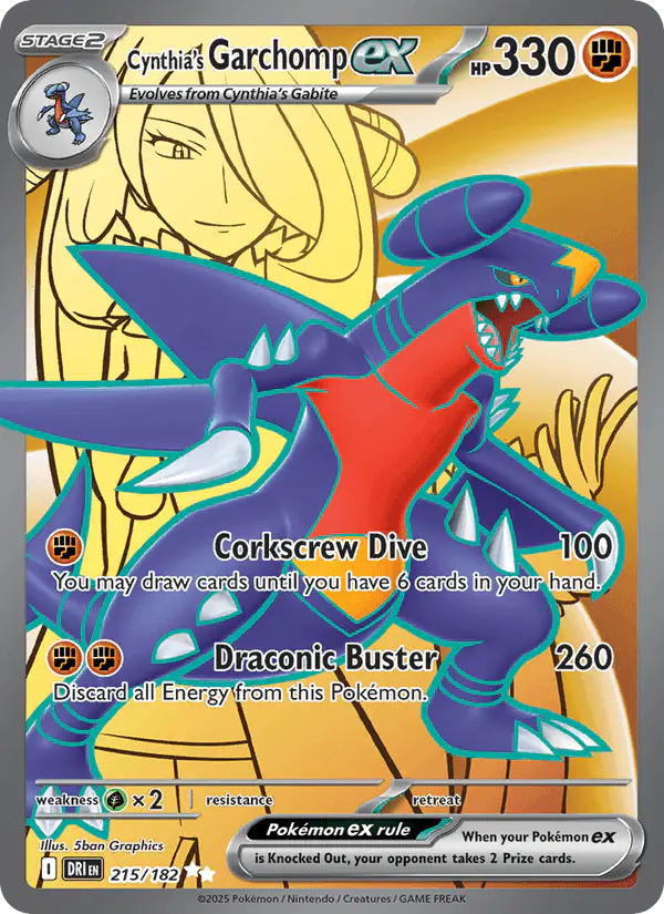Carta Cynthia's Garchomp ex 215/182 de Destined Rivals