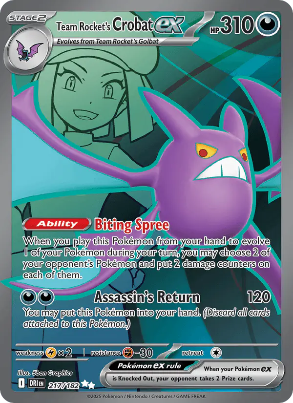Carta Team Rocket's Crobat ex 217/182 de Destined Rivals