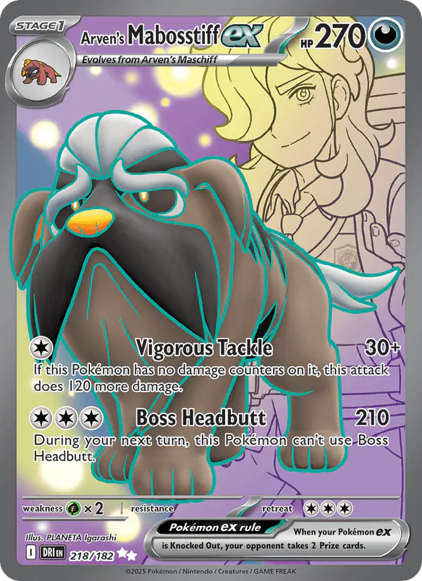 Carta Arven's Mabosstiff ex 218/182 de Destined Rivals