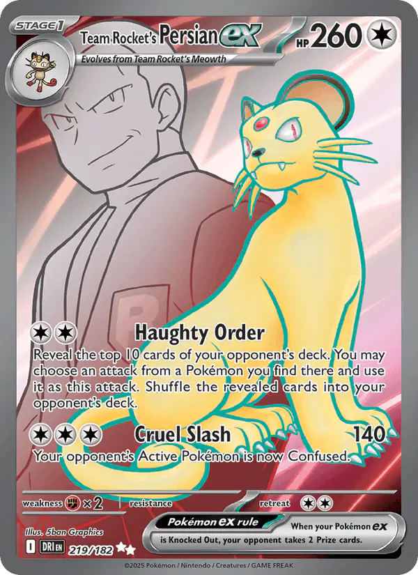 Carta Team Rocket's Persian ex 219/182 de Destined Rivals