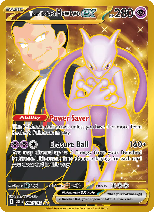 Carta Team Rocket's Mewtwo ex 240/182 de Destined Rivals