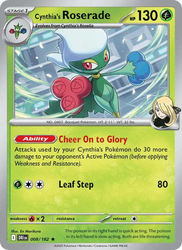 Carta Cynthia's Roserade 008/182 de Destined Rivals