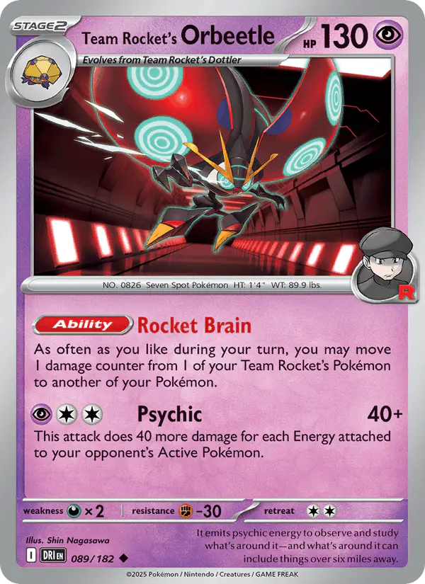 Carta Team Rocket's Orbeetle 089/182 de Destined Rivals