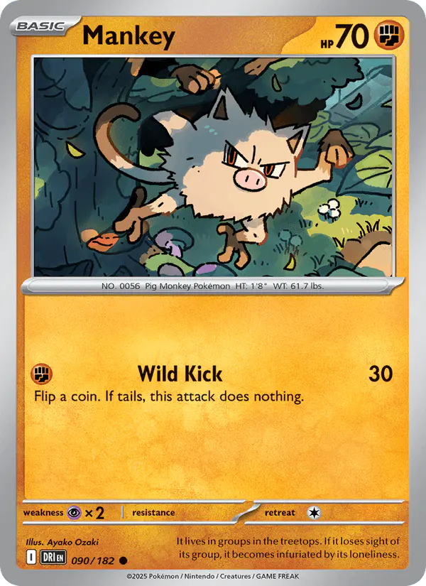 Carta Mankey 090/182 de Destined Rivals