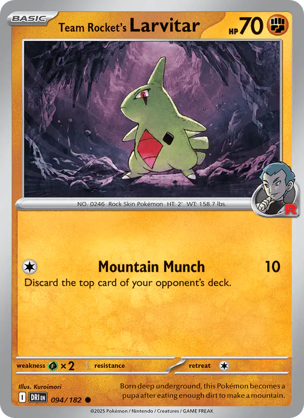Carta Team Rocket's Larvitar 094/182 de Destined Rivals