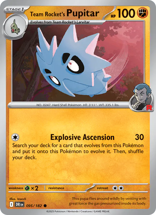 Carta Team Rocket's Pupitar 095/182 de Destined Rivals