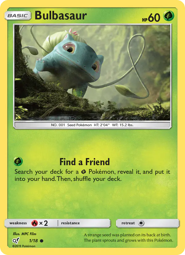 Carta Bulbasaur 1/18 de Detective Pikachu