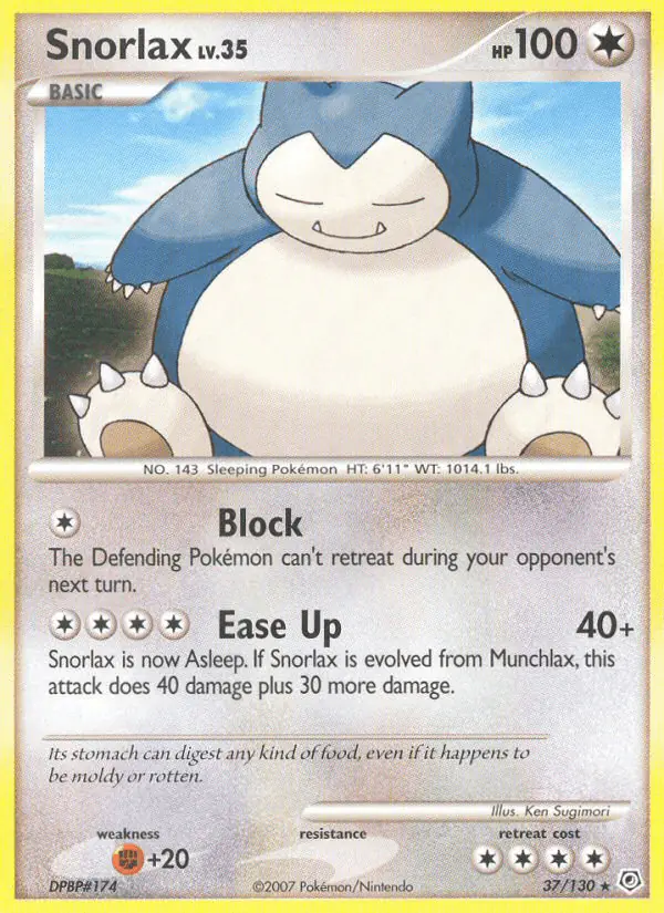 Carta Snorlax 37/130 de Diamond & Pearl