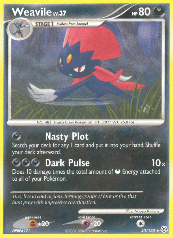 Carta Weavile 40/130 de Diamond & Pearl