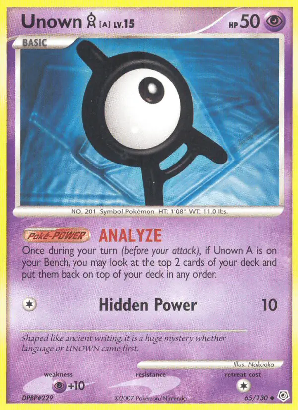 Carta Unown A 65/130 de Diamond & Pearl