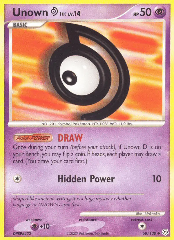 Carta Unown D 68/130 de Diamond & Pearl