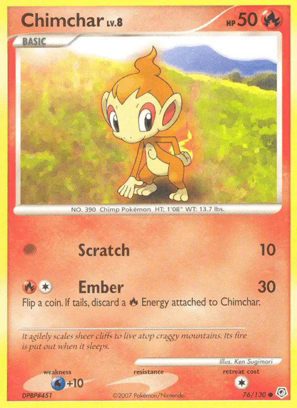 Carta Chimchar 76/130 de Diamond & Pearl