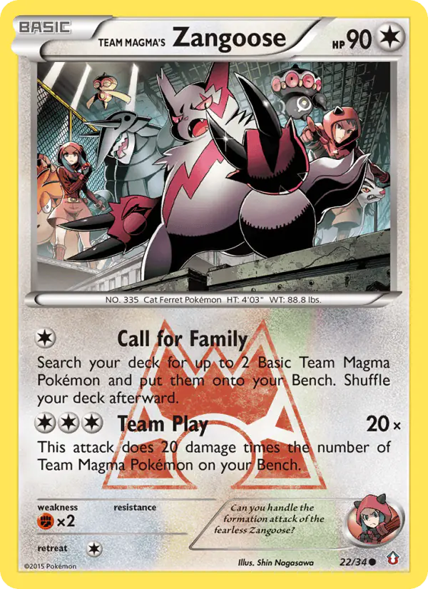 Carta Team Magma's Zangoose 22/34 de Double Crisis