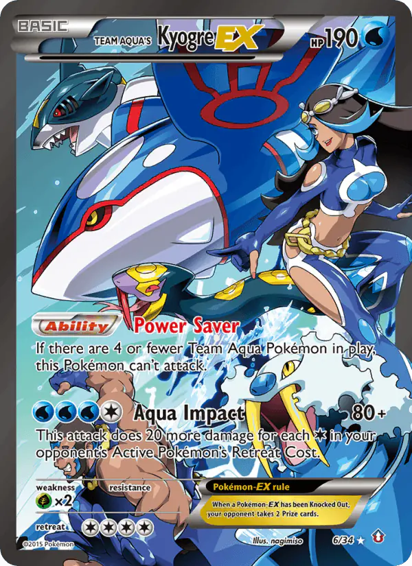 Carta Team Aqua's Kyogre EX 6/34 de Double Crisis
