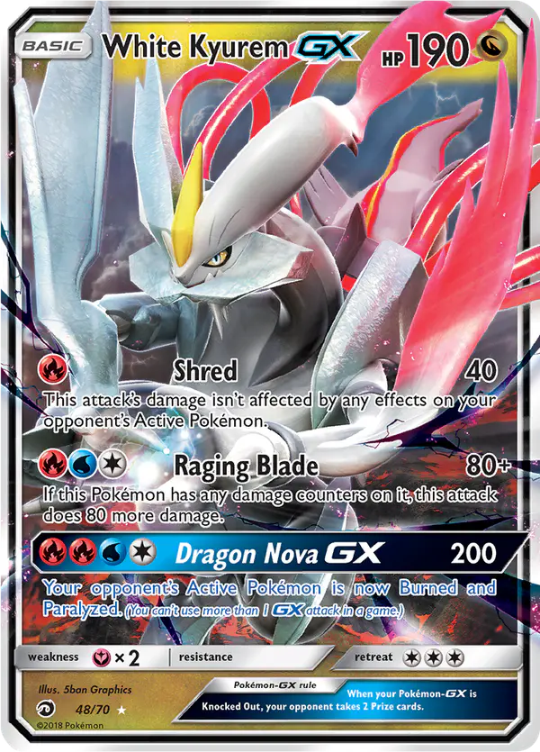 Carta White Kyurem GX 48/70 de Dragon Majesty