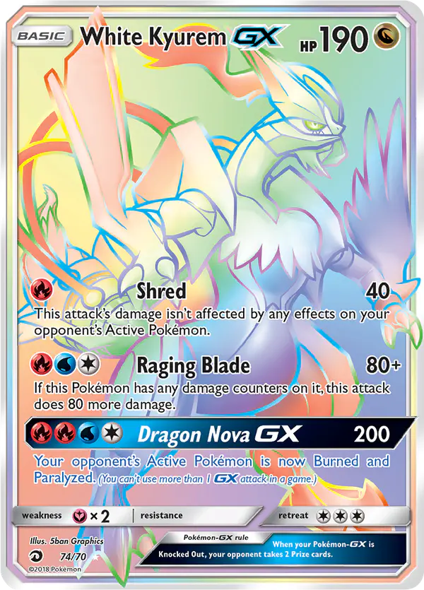 Carta White Kyurem GX 74/70 de Dragon Majesty