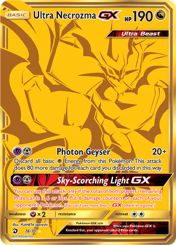 Carta Ultra Necrozma GX 78/70 de Dragon Majesty