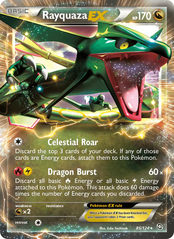 Carta Rayquaza-EX 85/124 de Dragons Exalted