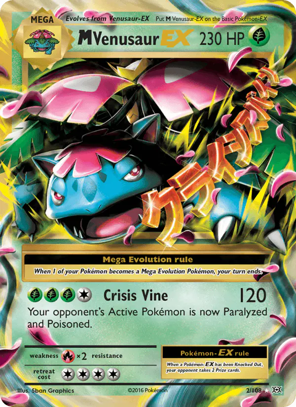 Carta M Venusaur EX 2/108 de Evolutions