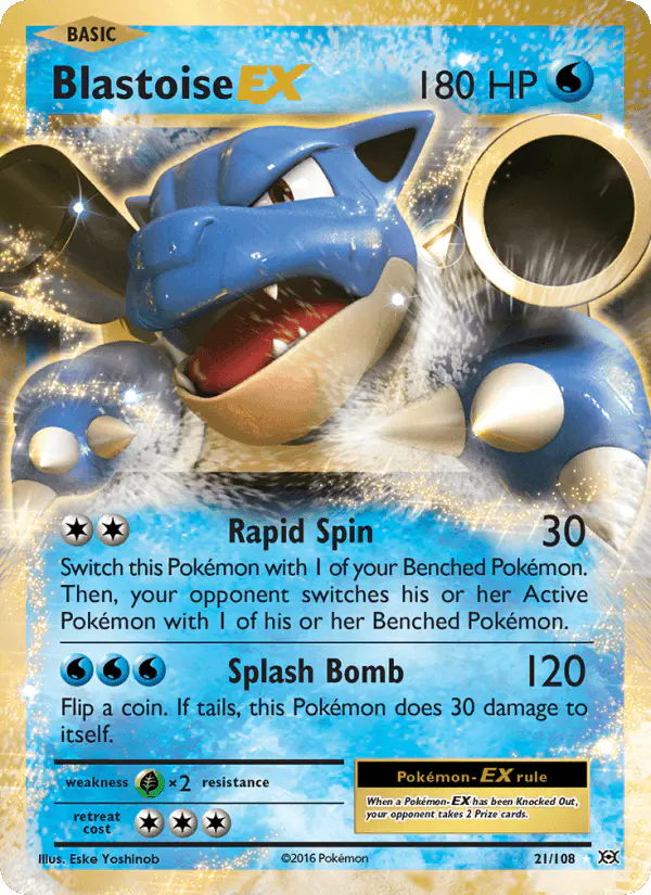 Carta Blastoise EX 21/108 de Evolutions