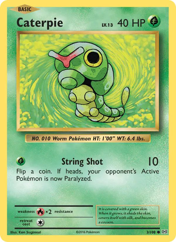 Carta Caterpie 3/108 de Evolutions