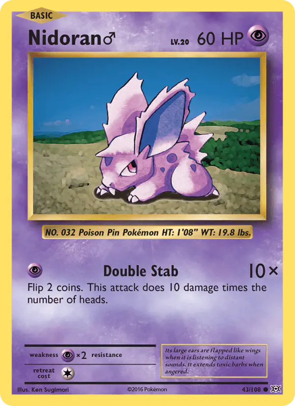Carta Nidoran♂ 43/108 de Evolutions