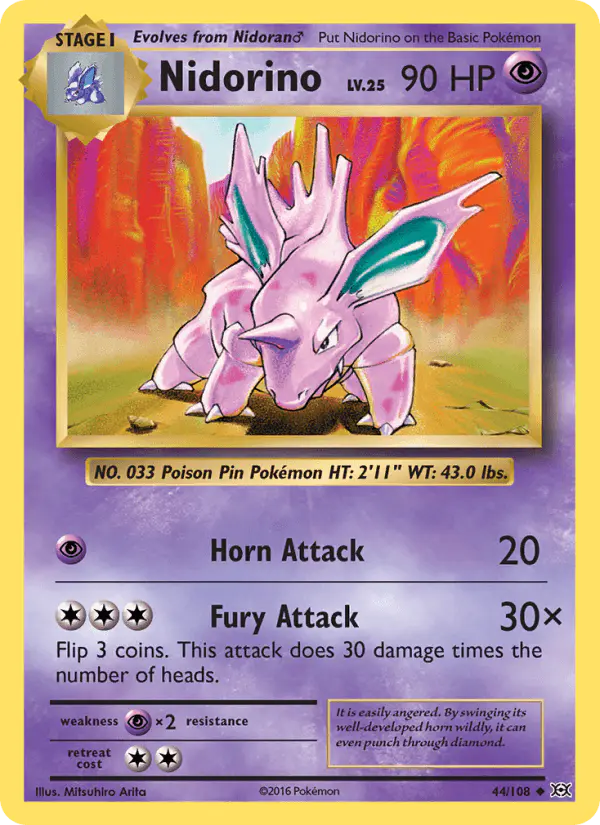 Carta Nidorino 44/108 de Evolutions