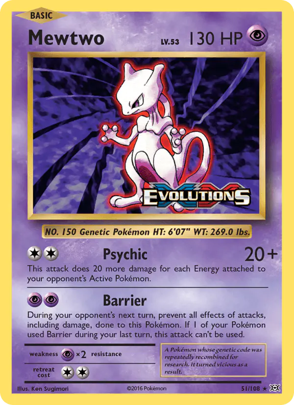 Carta Mewtwo 51/108 de Evolutions