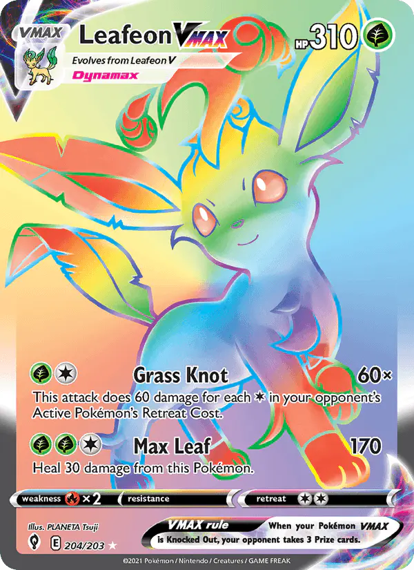 Carta Leafeon VMAX 204/203 de Evolving Skies