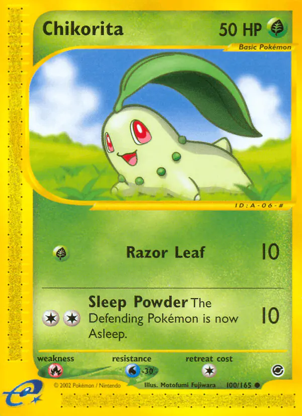 Carta Chikorita 100/165 de Expedition Base Set